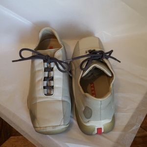 Prada Women's Loafers in Cream and Gray